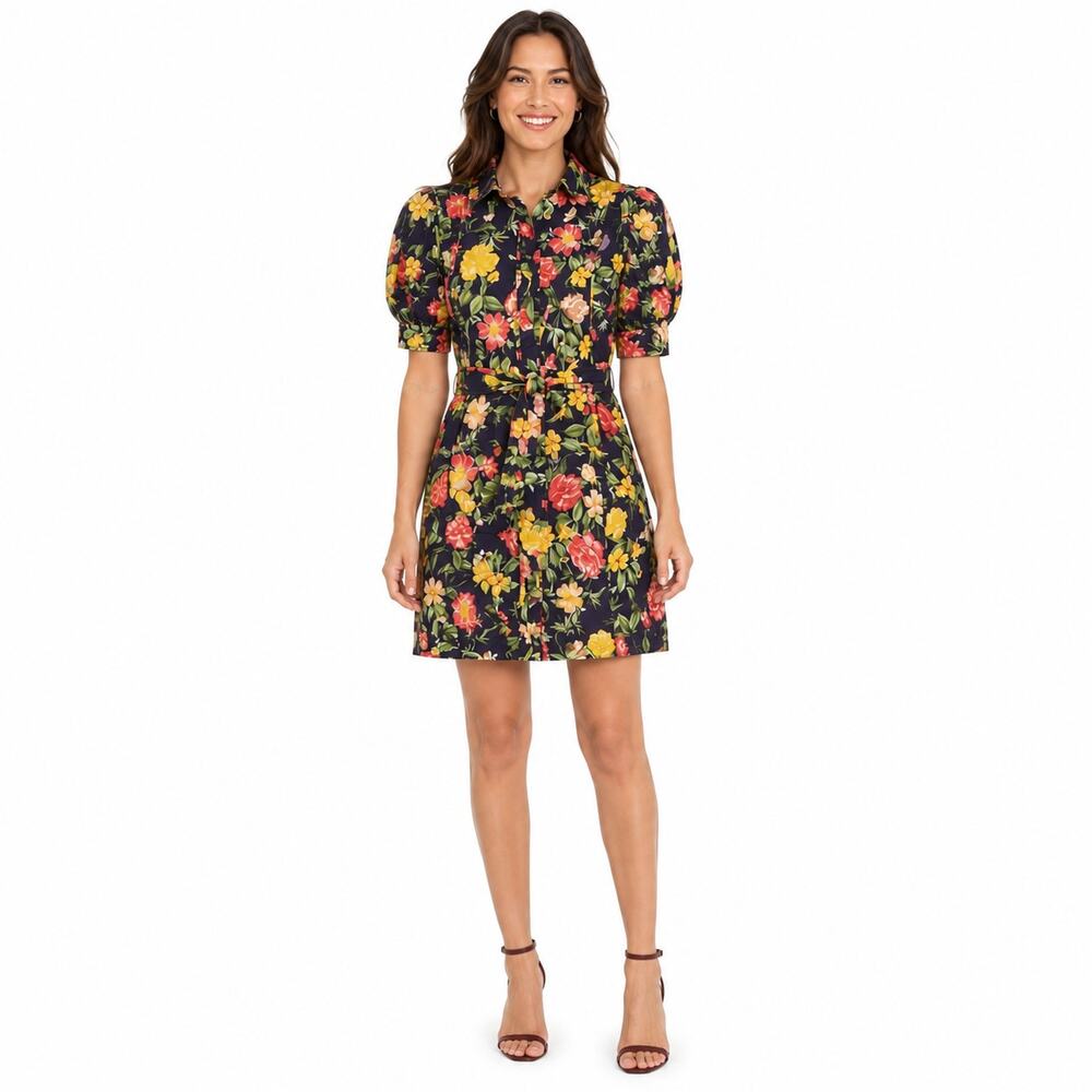 Marissa Webb Women's Dress Size 2 Floral Puff Sleeve Button Front Cottage